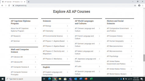 The College Board website gives insight about the various courses offered in the AP program.