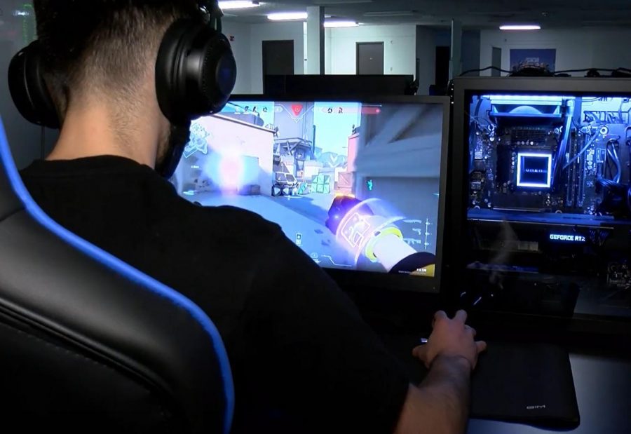 A student competes during a tournament hosted at the USD 259 Esports Arena.