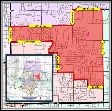 The red area is the boundary area moving from Southeast to Heights. This includes some students who attend Coleman Middle School.