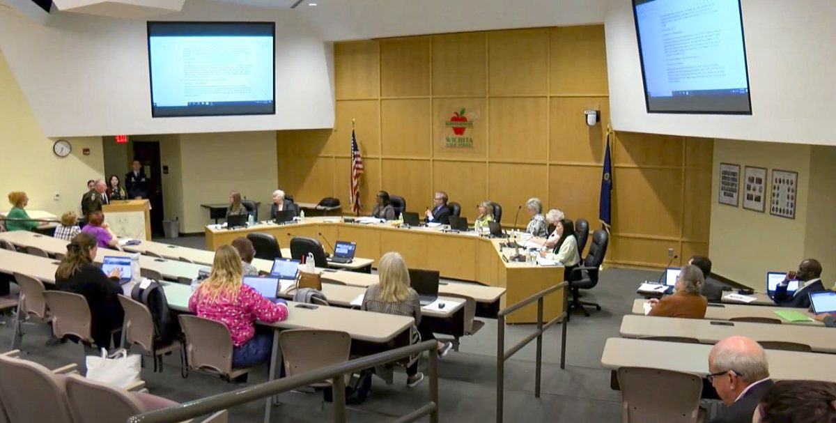 Members of the Wichita Board of Education engage in a discussion during a monthly meeting addressing key initiatives and community feedback to enhance the district’s programs.