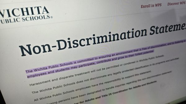 The Wichita Public Schools Non-Discrimination Statement as shown after certain DEI-related 
words were removed, such as “race, color, national origin, religion, sex, gender identity, sexual 
orientation, disability, age, and veteran status.”